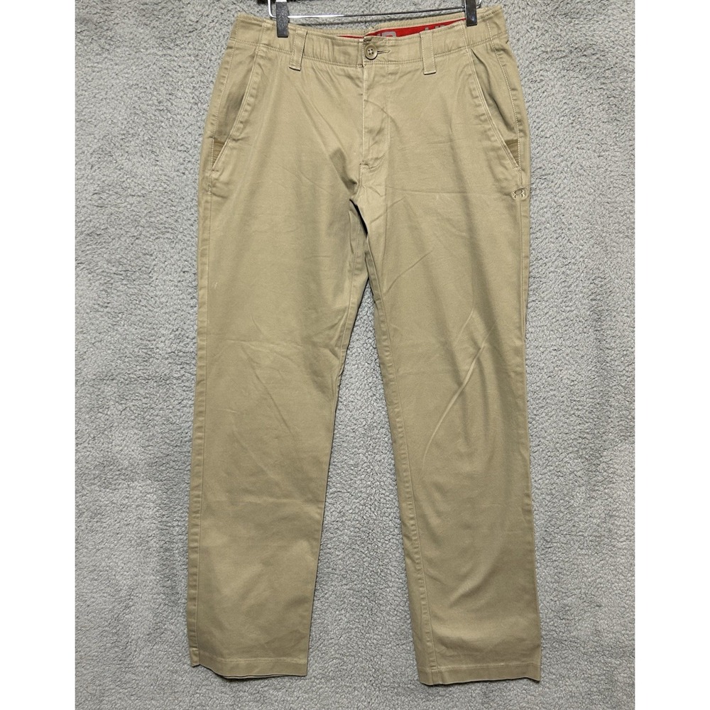 Under Armour Pants Mens 34x34 Khaki Golf Performance Stretch Chino Key Ring Belt